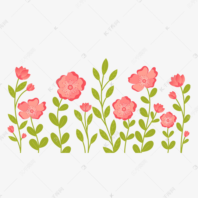 矢量扁平花草花丛