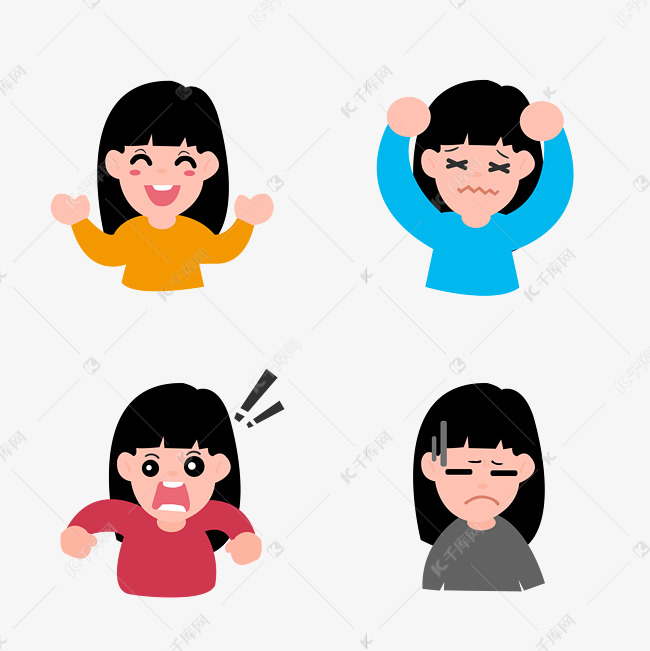 女孩情绪变化表情包