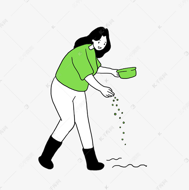 春耕播种女士人物撒种子