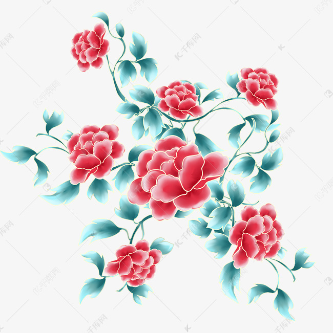 中国风花卉刺绣