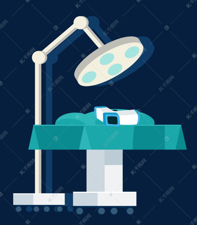 矢量扁平医疗手术灯手术台