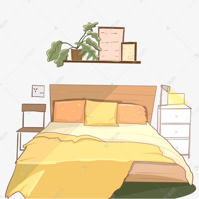 卧室摆件床素材图片免费下载 高清装饰图案psd 千库网 图片编号