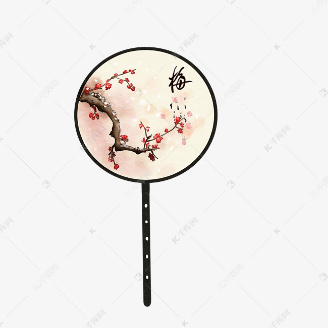 梅花团扇圆扇素材图片免费下载-千库网