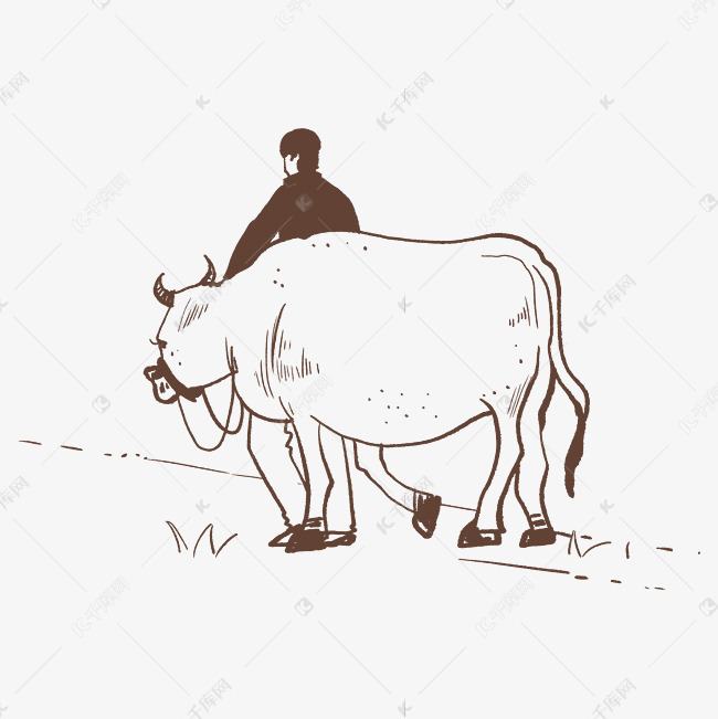 春耕农民耕牛