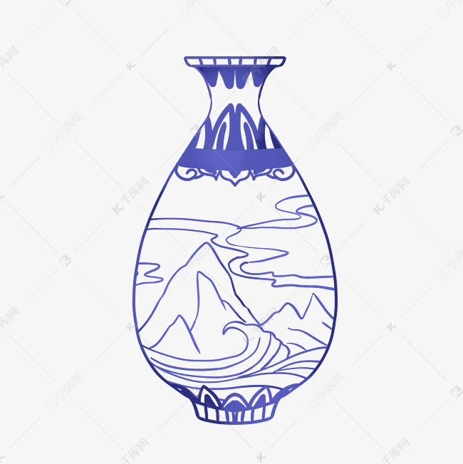 古代青花瓷花瓶素材图片免费下载 高清装饰图案psd 千库网 图片编号