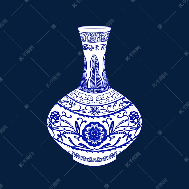 青花瓷花瓶素材图片免费下载 高清装饰图案psd 千库网 图片编号