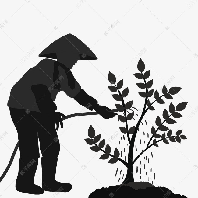 植树节浇水人物剪影