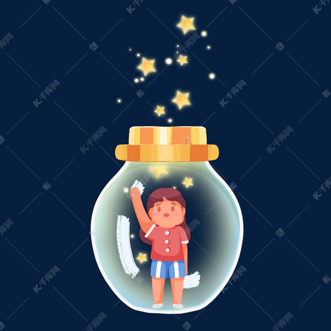 关爱自闭儿童玻璃罐里孩子抓星星