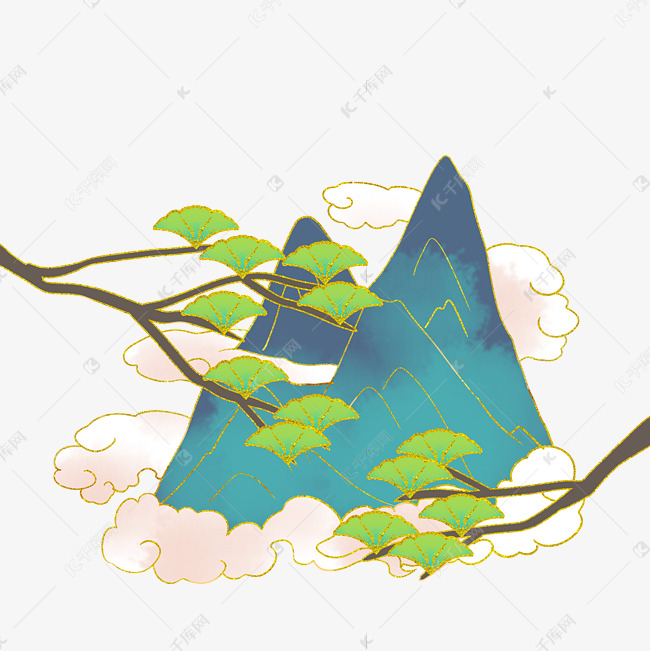 中国风松树山峰