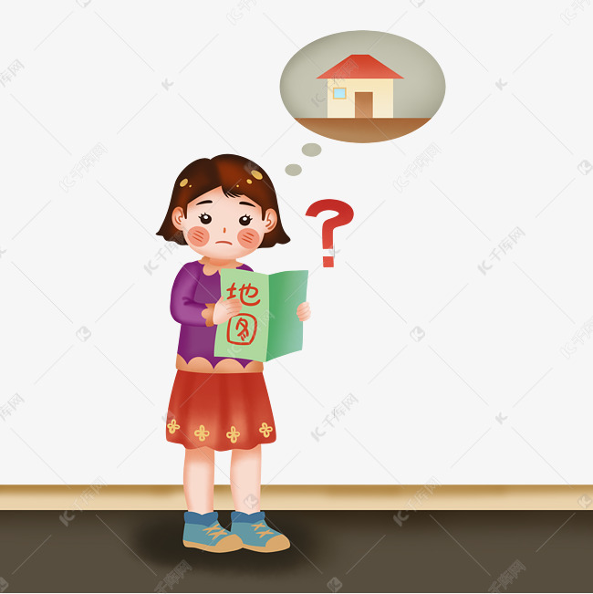 迷路看地图女孩素材图片免费下载 高清卡通手绘psd 千库网 图片编号