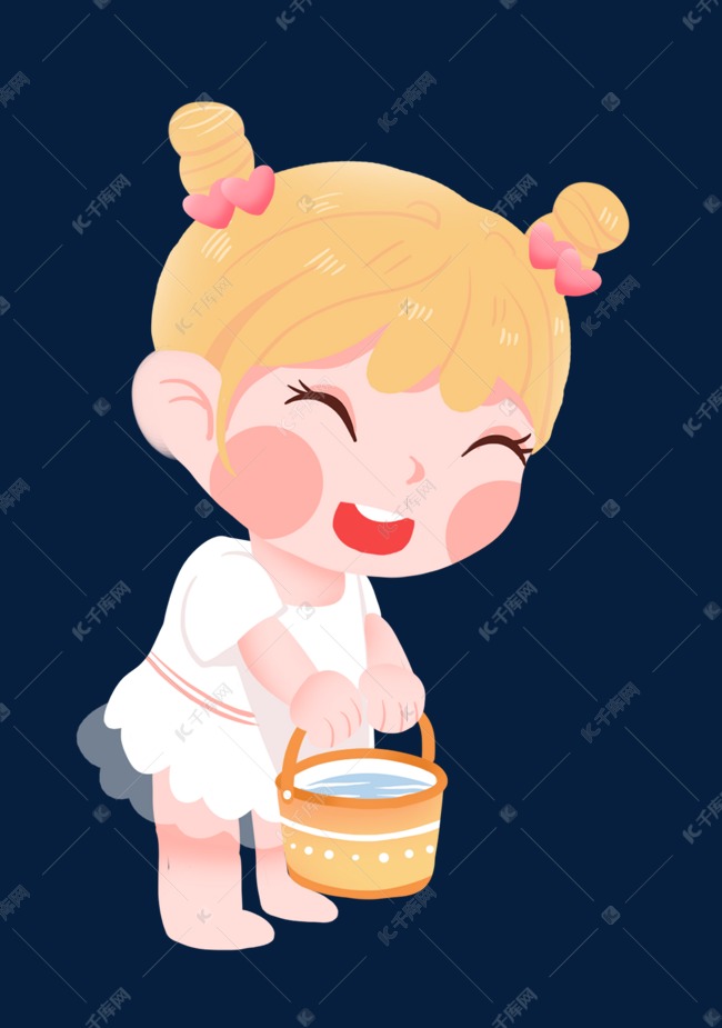 小女孩提水