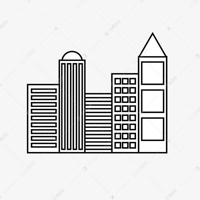 线描高楼大厦