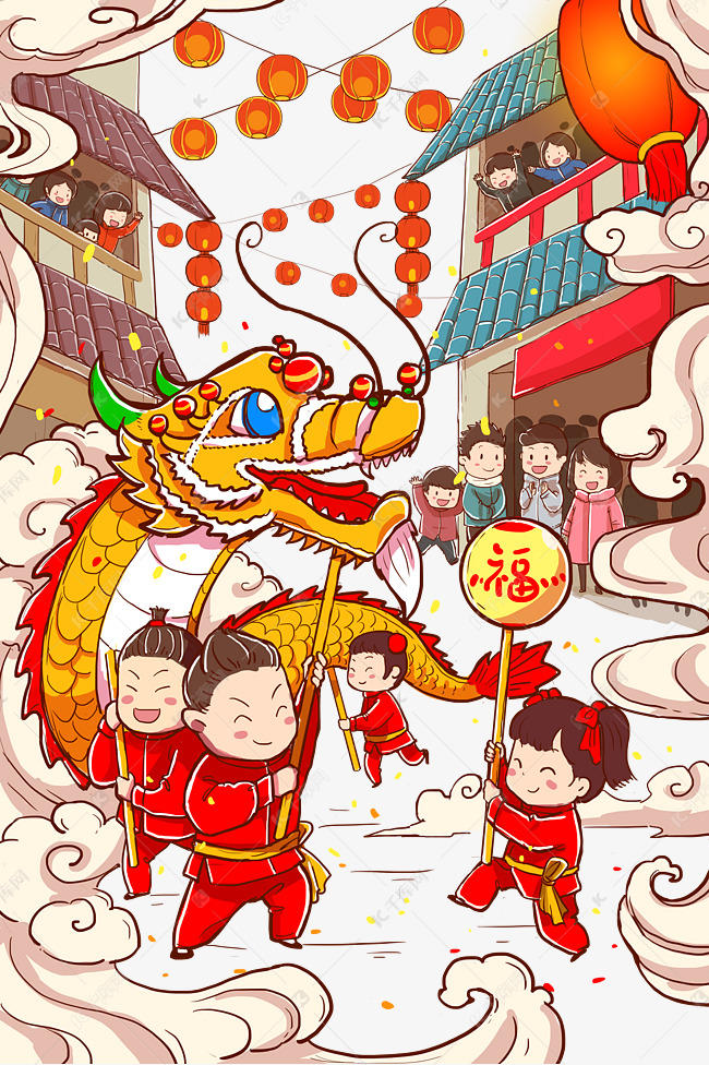 舞龙节日庆典热闹