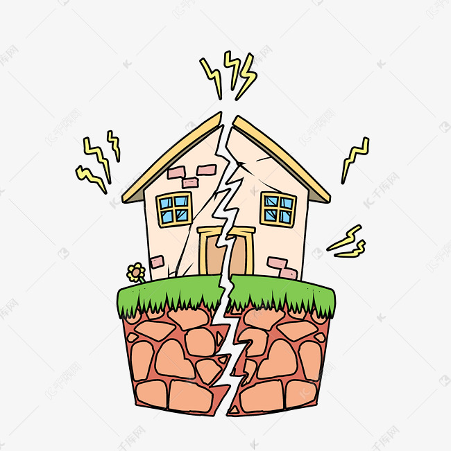 地震裂缝的房子