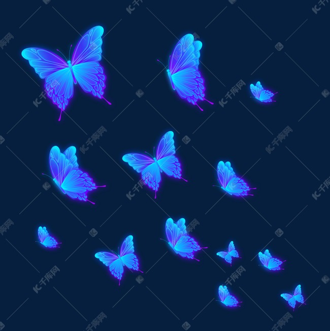 梦幻发光昆虫蝴蝶