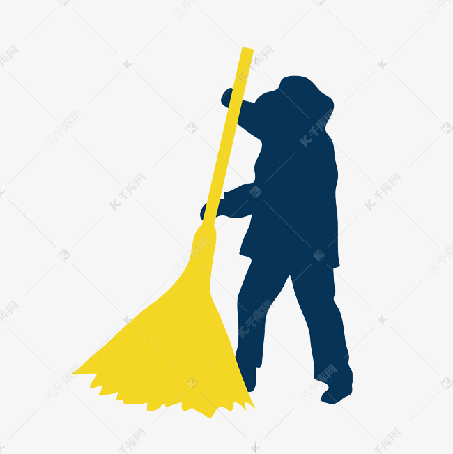 劳动扫地清洁工剪影