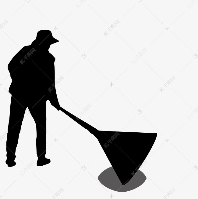 五一劳动节工人工作场景清洁工扫地剪影素材图片免费下载-千库网