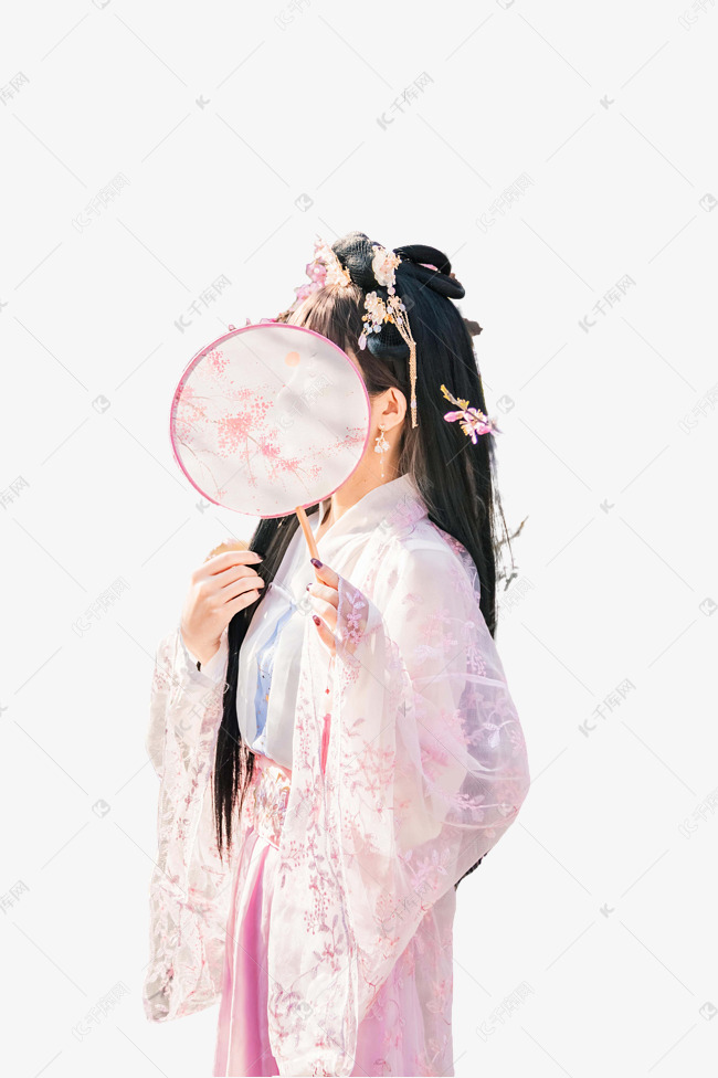 拿扇子遮脸古风美女