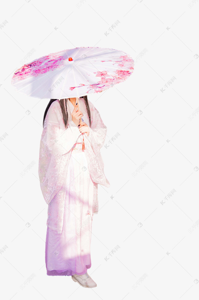 白衣女子背影 撑伞图片