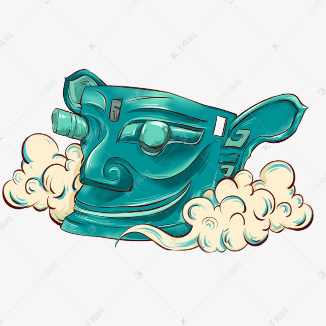 国潮考古文物四川三星堆纵目青铜