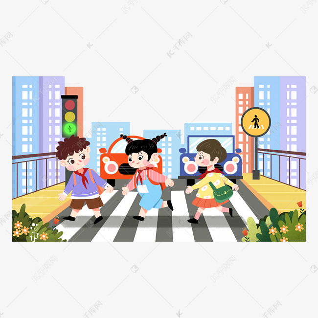 小学生过马路素材图片免费下载-千库网