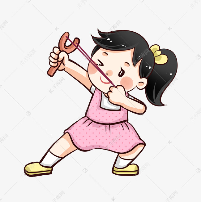童年玩具 玩弹弓女孩