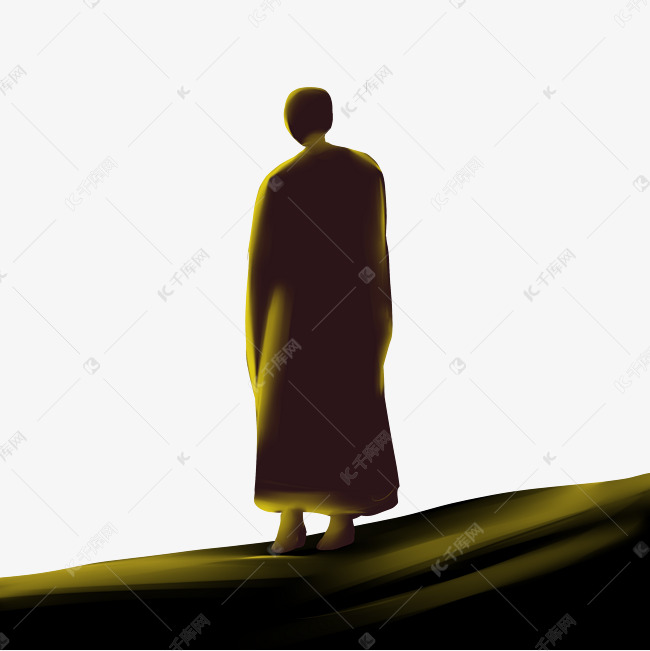行走的僧侣背影