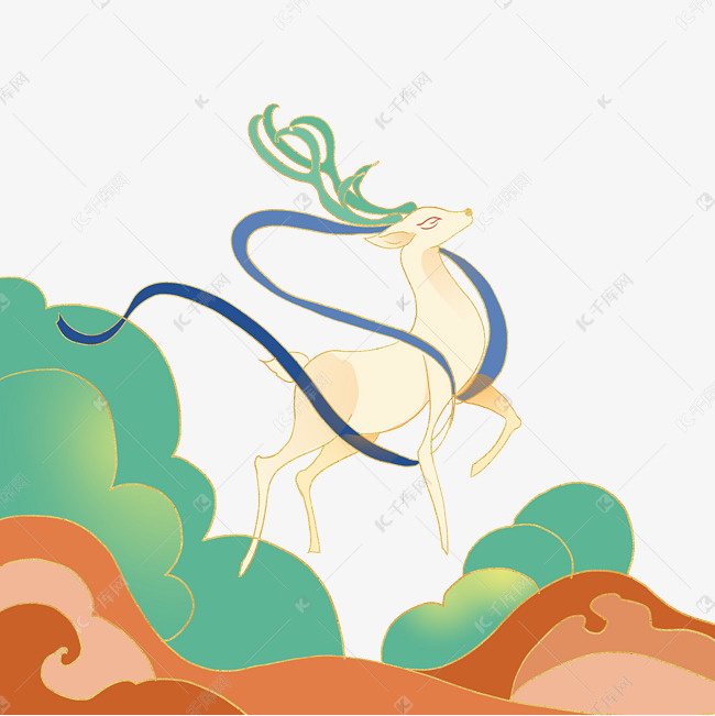 敦煌神鹿彩带飘逸