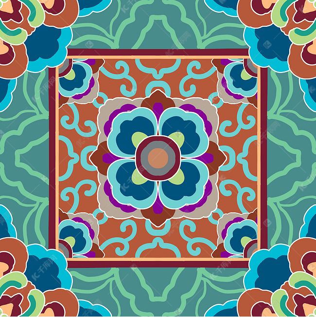 敦煌花纹藻井背景素材图片免费下载-千库网