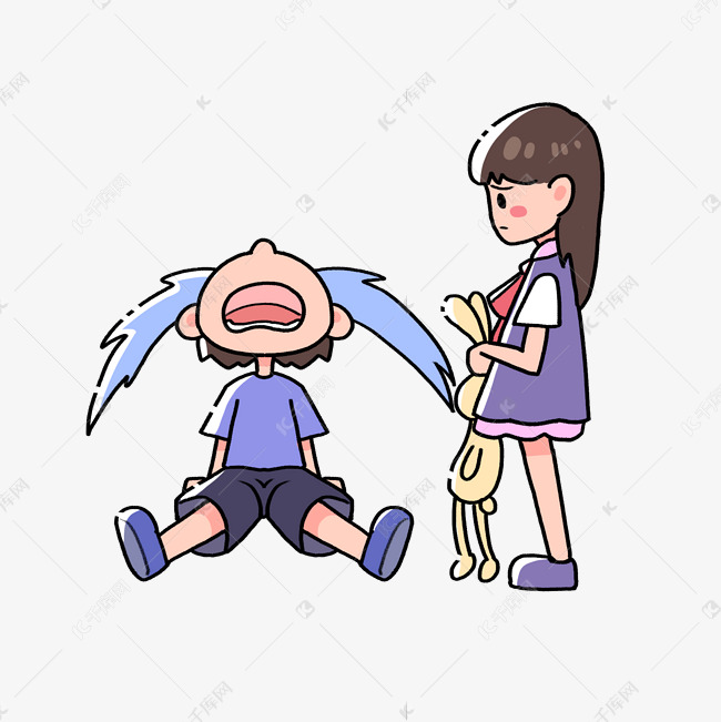坐地上哭闹的儿童