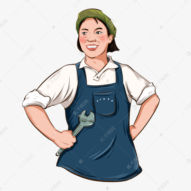 手绘五一劳动节劳动女工复古风