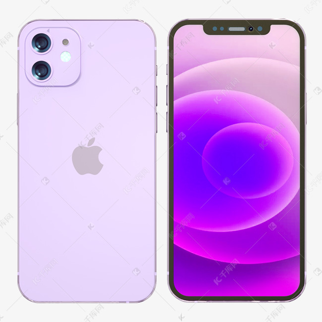 紫色苹果iphone12手机样机