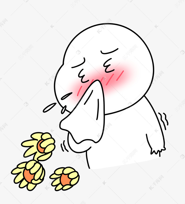 春季花粉过敏鼻炎症状打喷嚏萌表情包素材图片免费下载