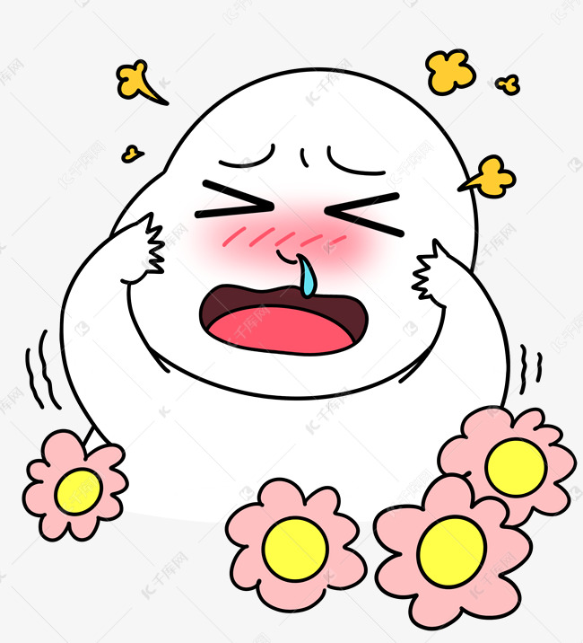 春季花粉过敏鼻炎症状打喷嚏萌漫画表情包素材图片免费下载-千库网