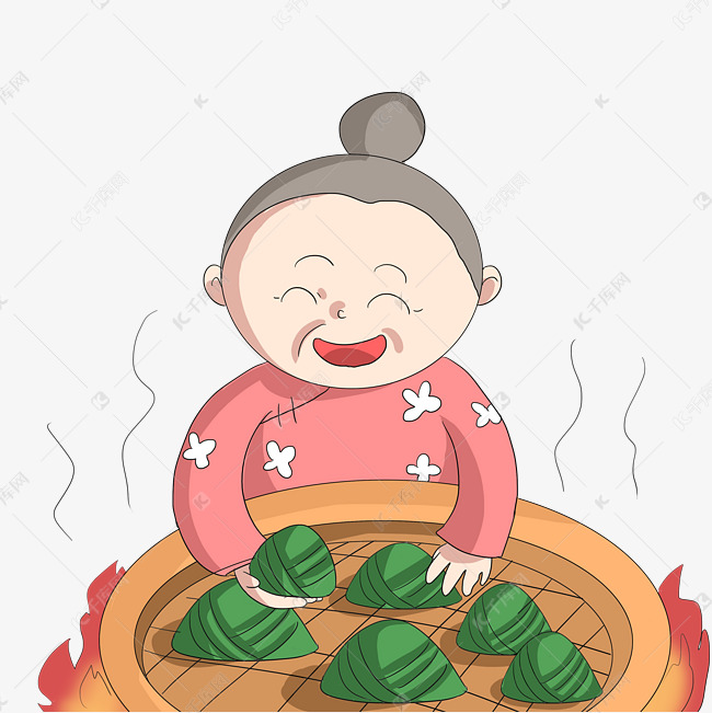 端午节吃粽子的老奶奶