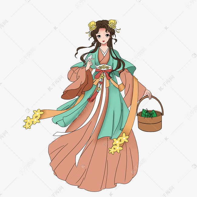 端午节手提粽子的美女