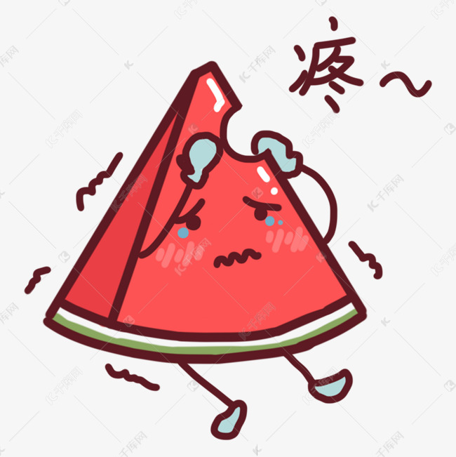 卡通西瓜各种表情表情包插画疼