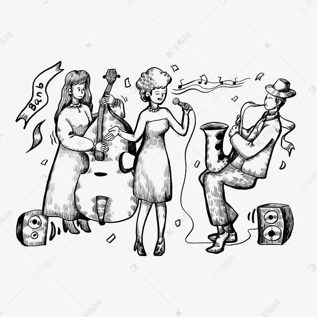 线描表演的乐队