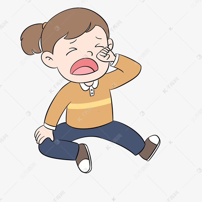 坐地上哭闹的小女孩