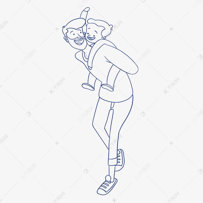 父亲节背着孩子的爸爸