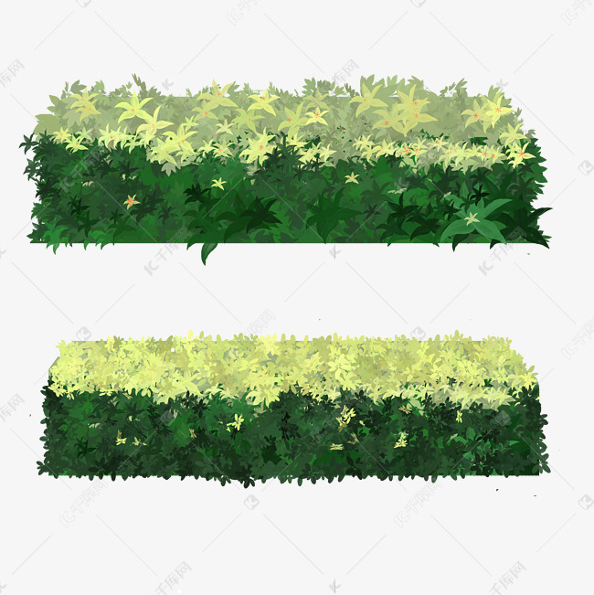 长方形青草灌木丛