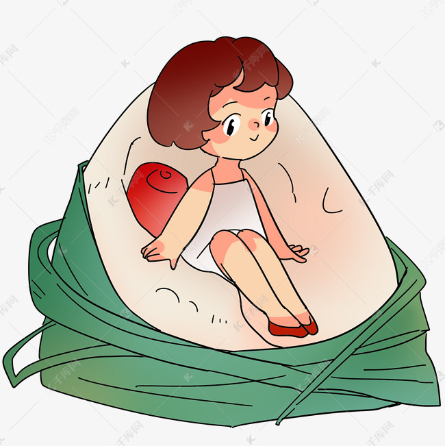 端午坐在粽子上的小女孩