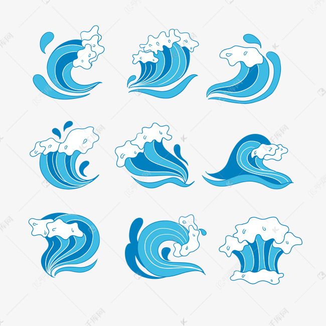 海浪波浪图标套图素材图片免费下载-千库网
