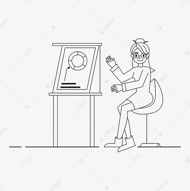 线描开会的商务人