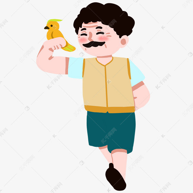 老年人遛弯遛鸟