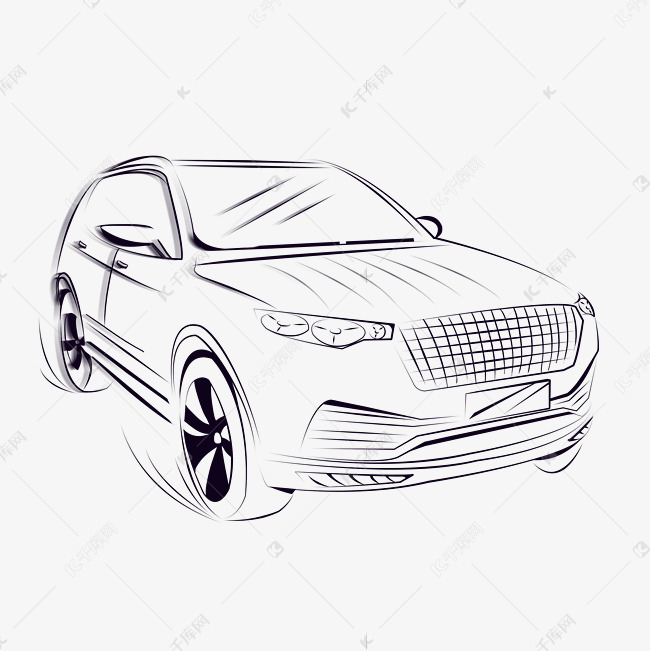 动感线描汽车越野车