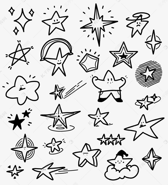 线描画星星图片