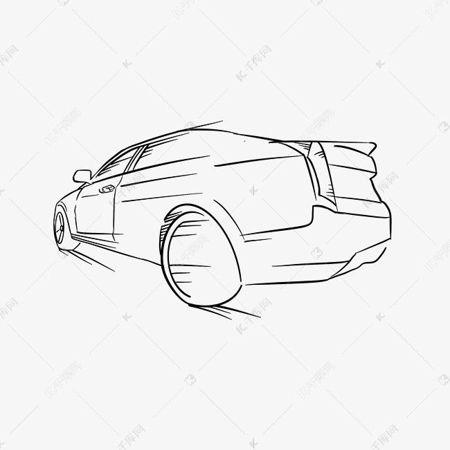 动感线描行驶汽车