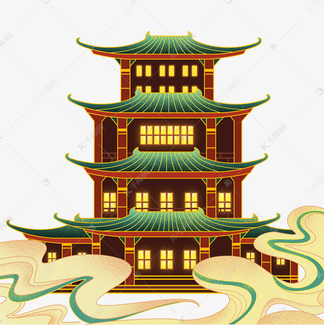 国潮风古代唐代建筑宫殿长安唐朝