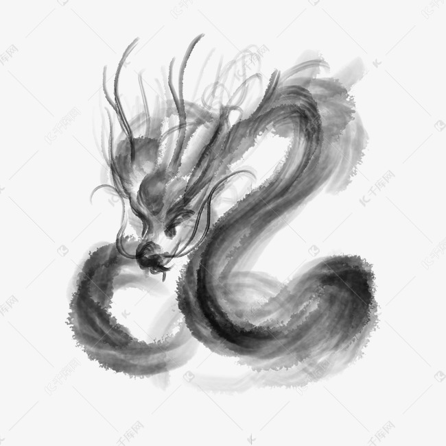 龙墨迹水墨画素材图片免费下载-千库网